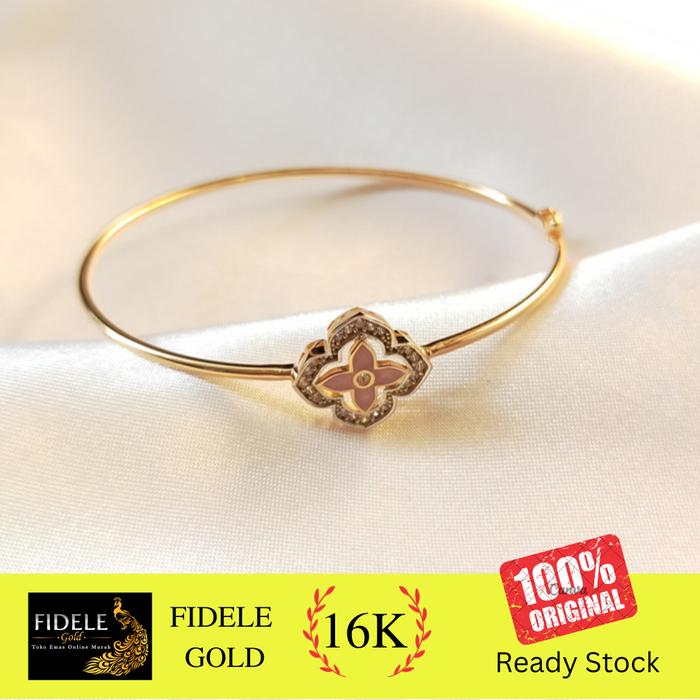Gelang vancleef bunga pink fashion clover vc emas asli 700