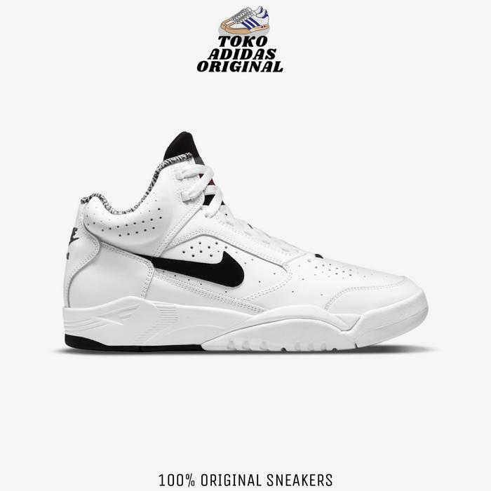 SEPATU SNEAKERS NIKE AIR FLIGHT LITE MID WHITE BLACK ORIGINAL RESMI