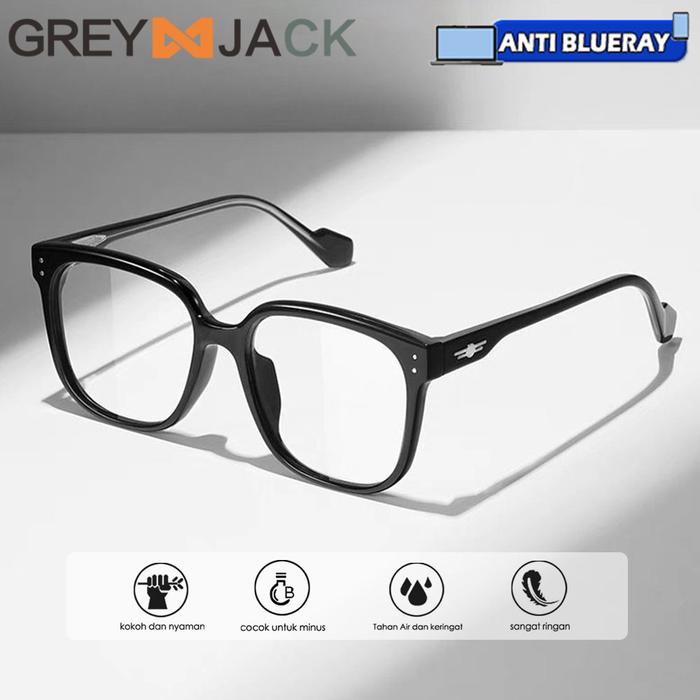 Grey Jack Kacamata Antiradiasi Blueray Model Kotak TR90+Metal K9130
