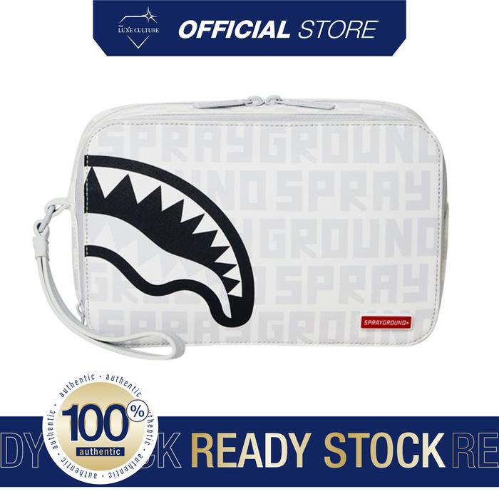 Sprayground Shark Black White Toiletry / Tas Branded Original