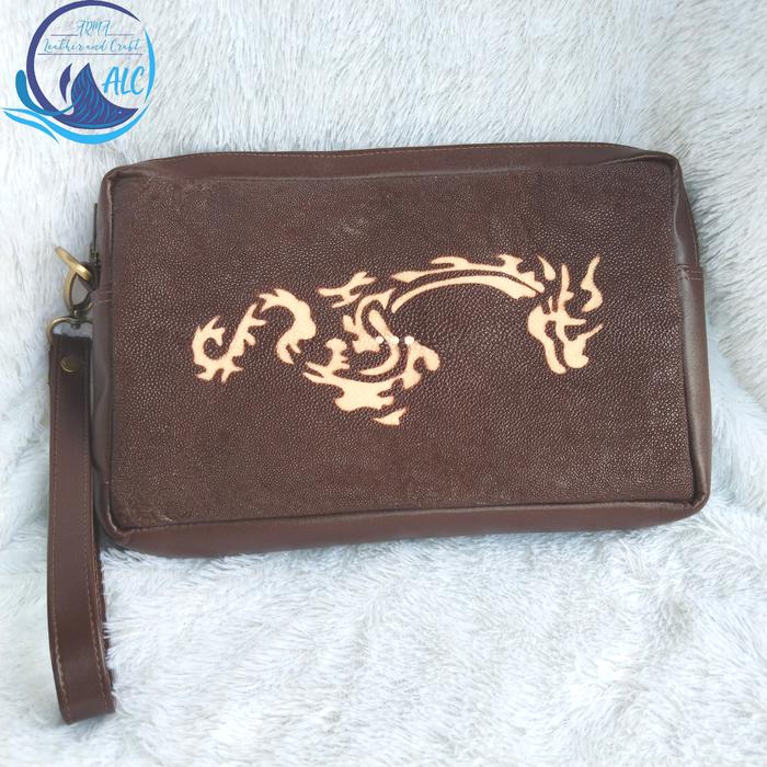 Tas Handbag Pria Kulit Asli Ikan Pari Corak Spesial
