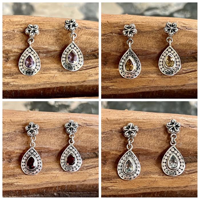 Kwartet Earrings with Amethyst Citrine Garnet Blue Topaz