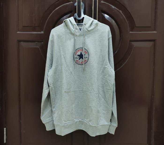 Converse Men's Chuck Pullover Hoodie Big Bordir Logo abu Original BNWT
