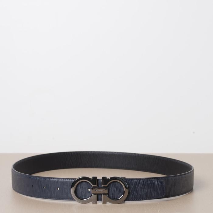 Salvatore Ferragamo Men Reversible Belt 3.3cm Deep Ocean/Black