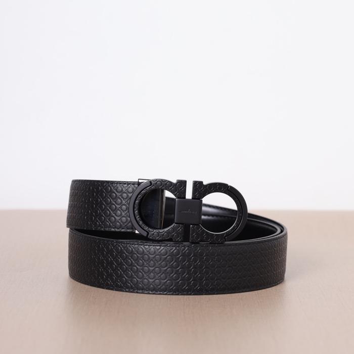 Salvatore Ferragamo Men Reversible Gancini Belt 3.5cm Black/Black