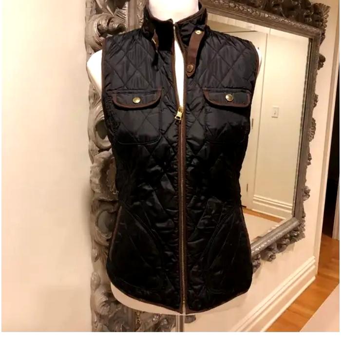 Banana Republic Vest Woman M Navy Blue Quilted Sleeveless Jacket