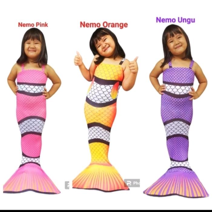 Baju Renang Mermaid Anak Nemo / Baju Mermaid / Baju Putri Duyung Anak / Kostum Mermaid Anak / Mermai