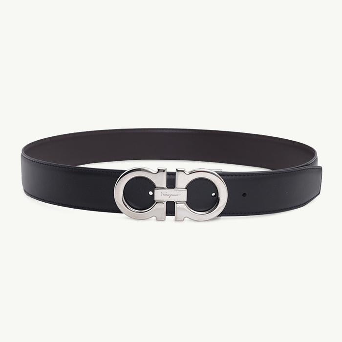 Salvatore Ferragamo Men Reversible Versatile Gancini Belt 3.5cm Black
