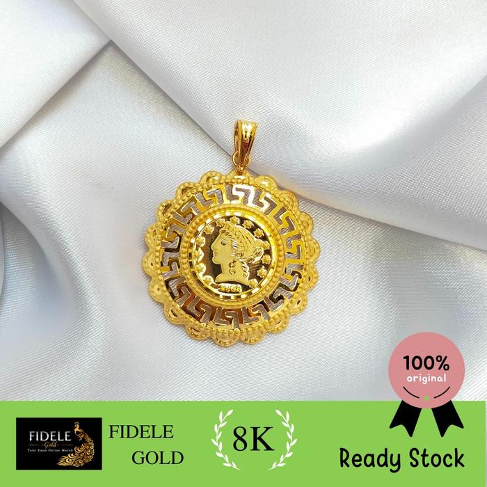 Liontin koin dollar emas muda emas 375 emas 8 karat