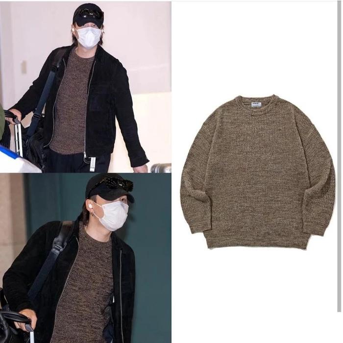 OFFICIAL ANOBLIR BTS SUGA MIN YOONGI SEMI OVER FIT COLOR MIX SWEATER