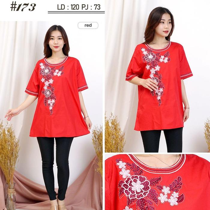 atasan merah/baju merah/atasan imlek/blouse jumbo/atasan jumbo