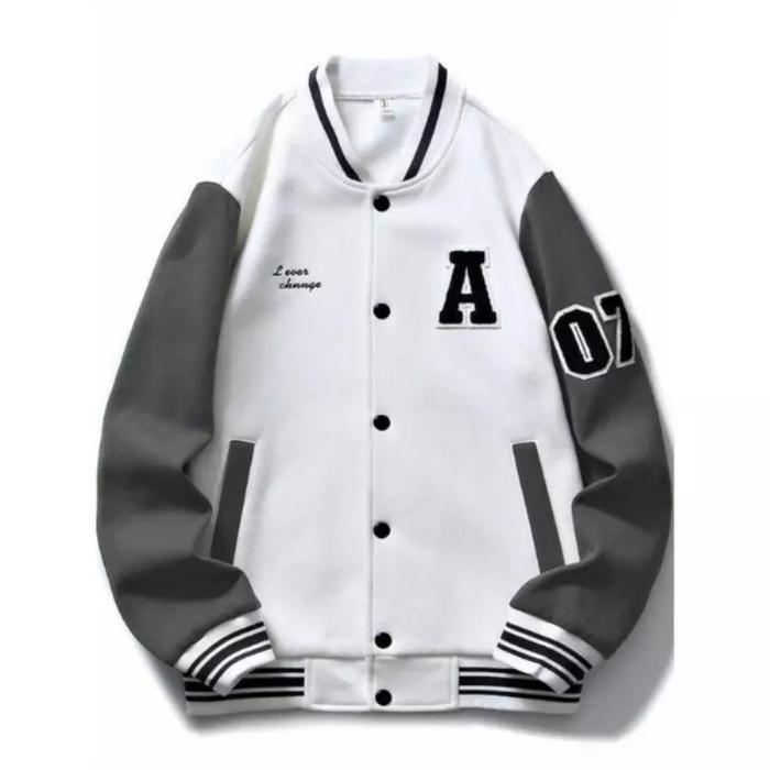 JAKET VARSITY SABLON A INISIAL CUSTOM