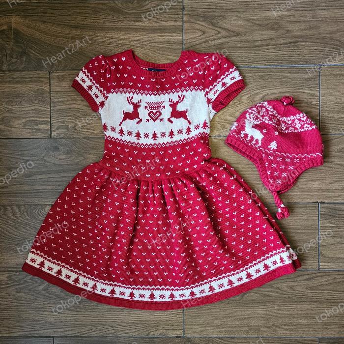 Ralph Lauren Kids Knit Winter Dress / Dress Rajut Polo Original + Hat