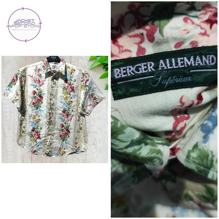 Kemeja Hawai Flower Casual Second Branded Berger Allemand M a1