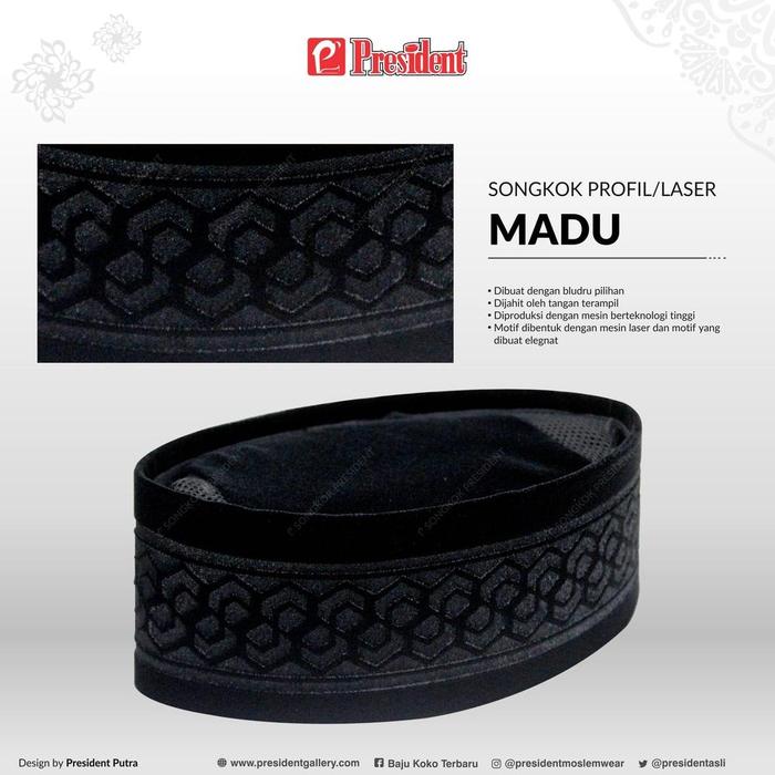 Peci Songkok ah Bludru ah dentgan Motif Profil Tipe MADU Songkok