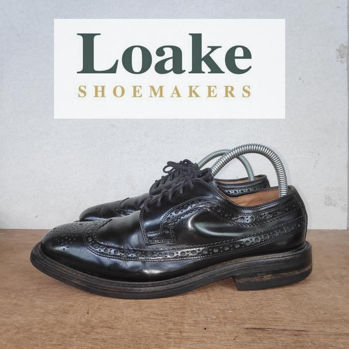Loake wingtip made in England original sepatu vintage Oxford pria