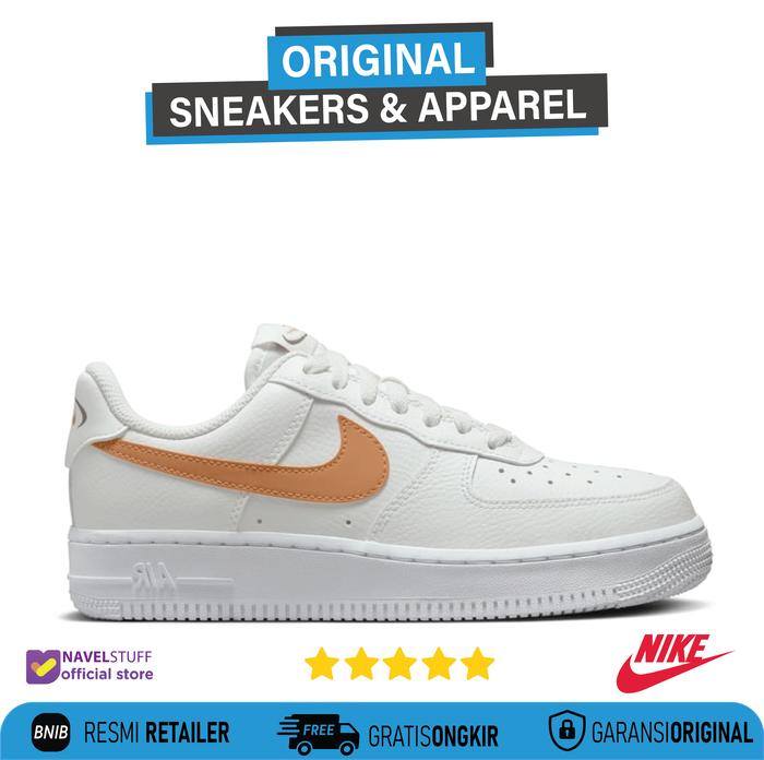 NIKE Air Force 1 '07 White/Melon Tint/Black/Amber Brown Original Resmi