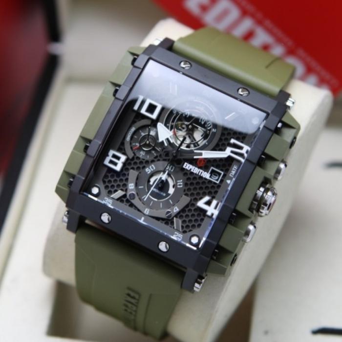 Jam Tangan Expedition Pria Original E6757 Green Black