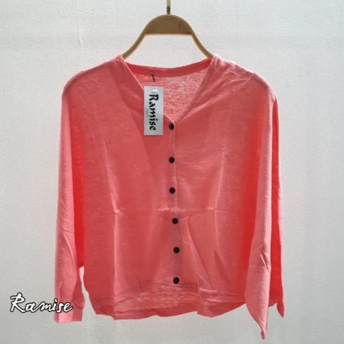 CROP TOP KANCING FULL KERAH V|ATASAN CROP TOP BAJU POLOS