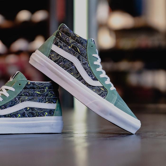 Sepatu Vans Sk8 Mid Reissue Paisley “Hedge Green “