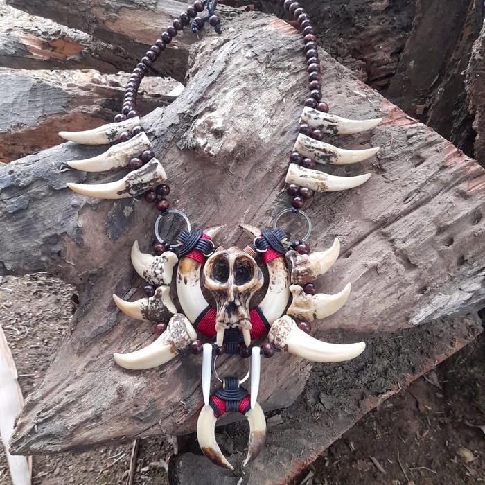 Kalung Dayak Kalimantan Kalung Etnik Taring Variasi Tengkorak Monyet