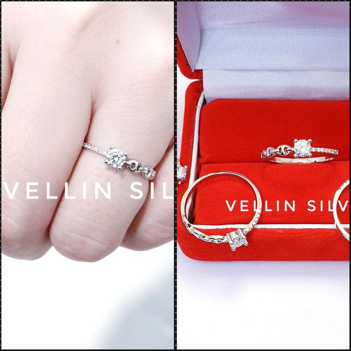 Cincin Perak S925 Asli Lapis emas Putih - Cincin Wanita Silver 925