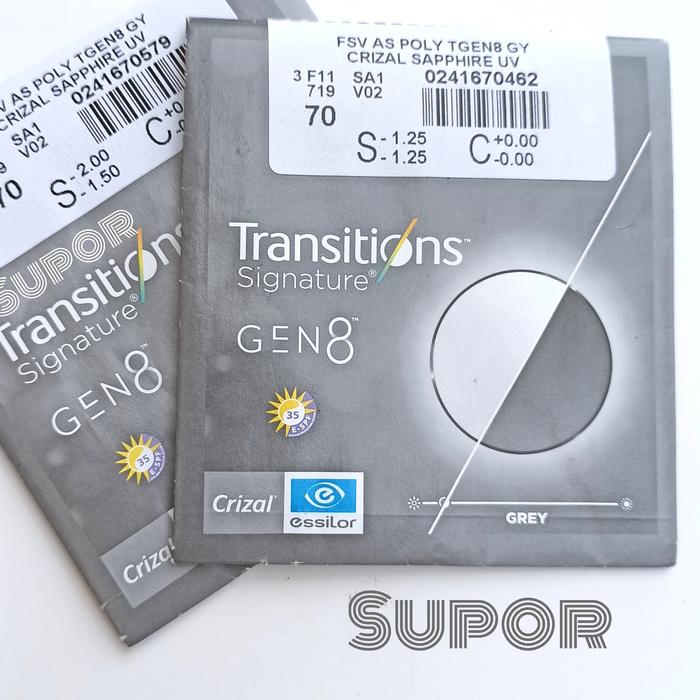 Lensa Essilor Crizal 1.67 ASP tipis Transitions GEN S Crizal Sapphire