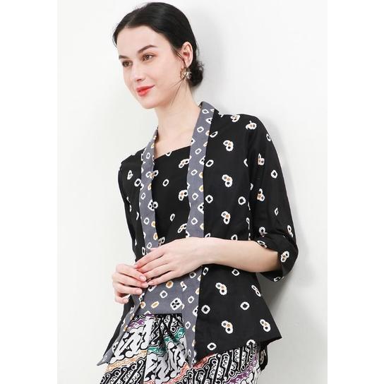Kebaya Kutu Baru Jumputan Batik Katun By Khalisa Batik - Hitam