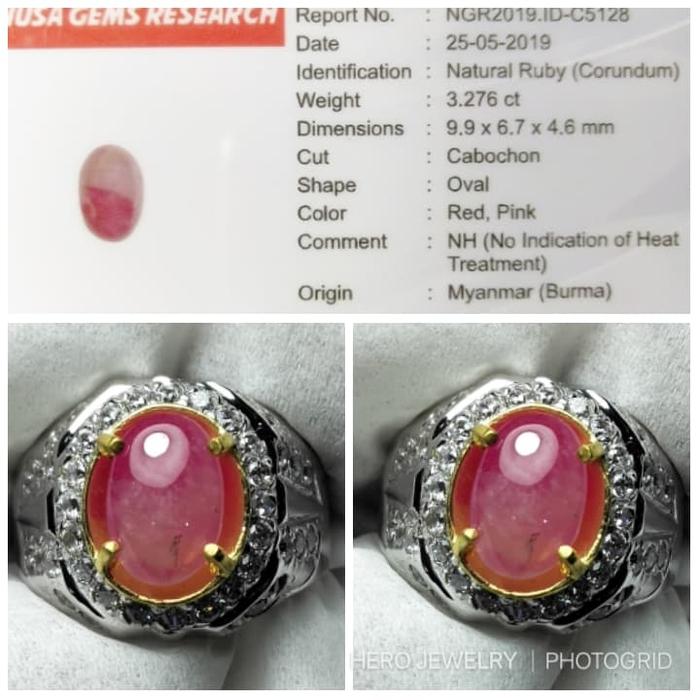 UNHEATED RUBY BIRMA BATU PERMATA MERAH MIRAH DELIMA BURMA ASLI