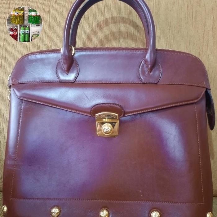 Tas Salvatore Ferragamo Studded Leather Satchel Authentic Bag