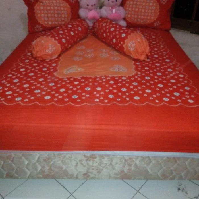 seprai batik solo jumputan oranye oren uk 160