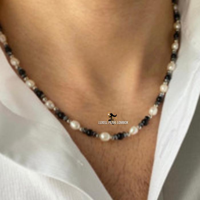kalung UNISEX Mutiara Air Tawar Asli Lombok | Kalung Mutiara Pria | Kalung Mutiara Air Tawar Asi lom