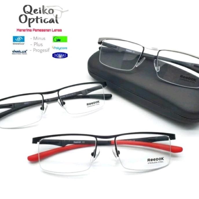Frame Kacamata Pria Wanita Titanium Half Reebok C1-s52 Model Elegan