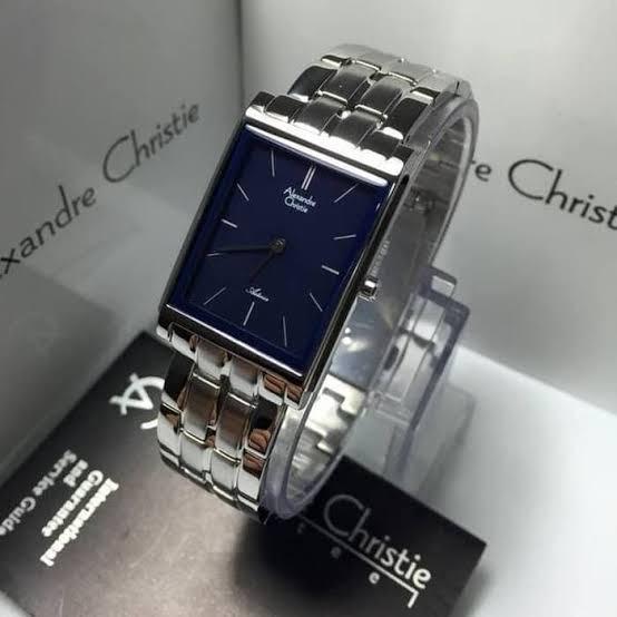 Alexandre christie 8551 silver dial black jam tangan pria AC 8551