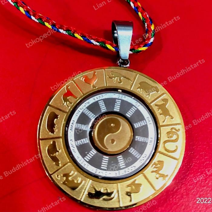 lkalung Titanium liontin emas 12 shio patkwa ying - yang alpaka crom antikarat
