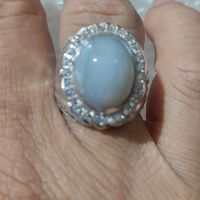 Cincin Perak Mustika Batu Fosil M G Asli Kalimantan