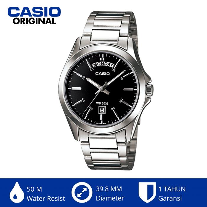Casio Daydate Mtp-1370d-1a1vdf Mtp1370d Jam Tangan Analog Original