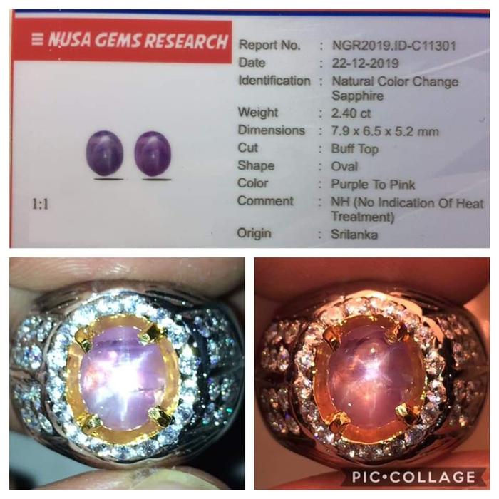 COLOR CHANGE STAR SAPPHIRE CEYLON SAFIR SRILANKA PERMATA SRILANGKA