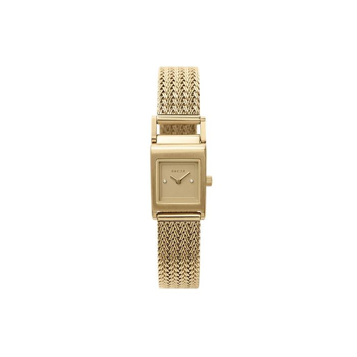 Jam Tangan Breda Revel Tethered 1746F Champagne Dial Gold Metal Mesh