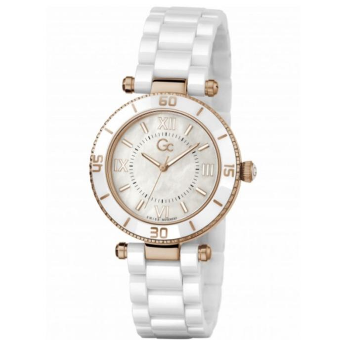 jam tangan wanita original GC Z05007L1MF ROSEGOLD CERAMIC PUTIH