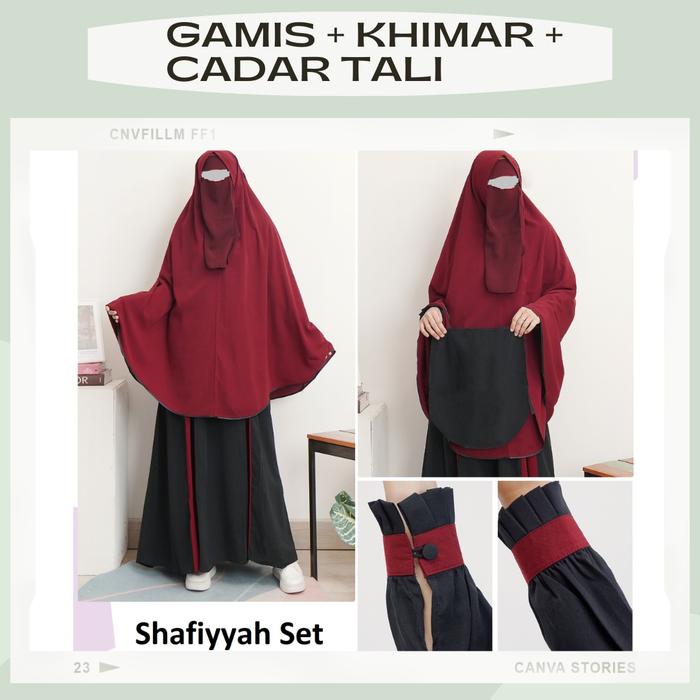 gamis syari set kombinasi dewasa/gamis syari set kombinasi wolfis lux