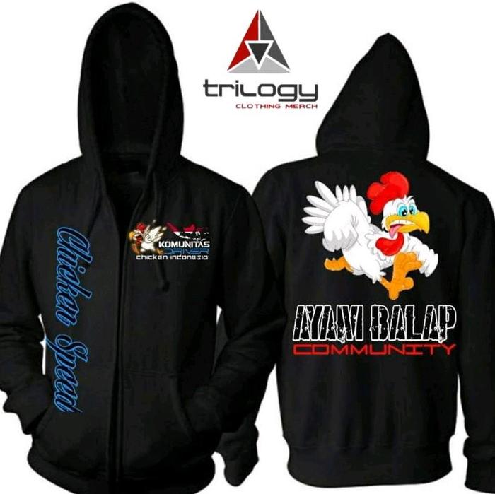 JAKET ZIPP SLETING KOMUNITAS DRIVER CHICKEN INDONESIA AYAM BALAP