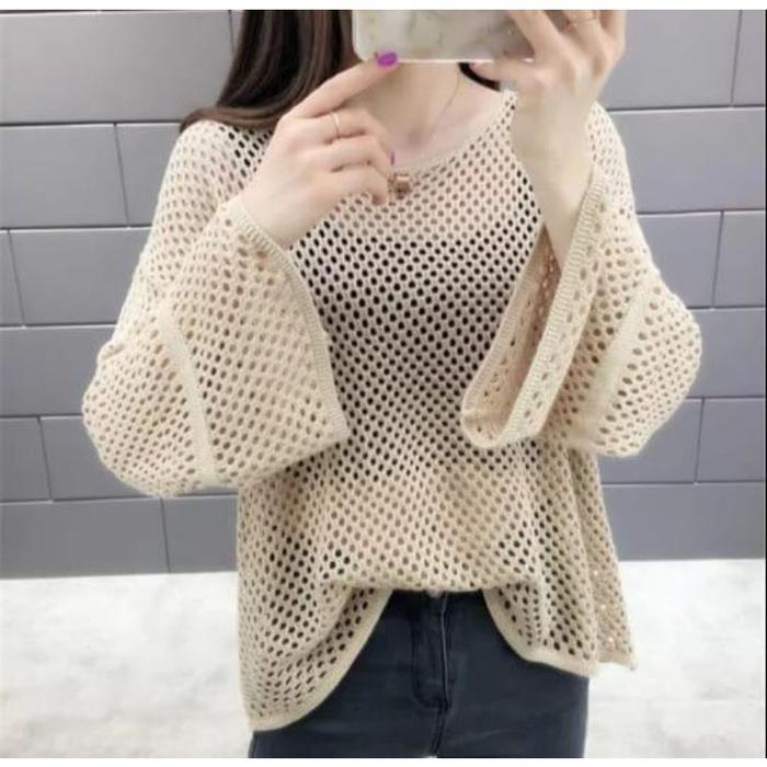 MDLV ~ MESSY JARING RAJUT KOREA STYLE / BAJU RAJUT / BLOUSE JARING
