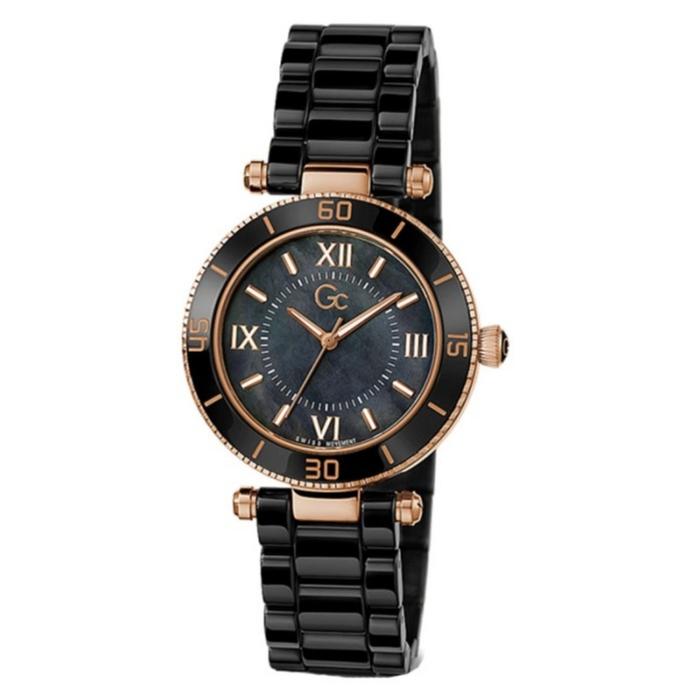 jam tangan wanita original GC Z05006L2MF ROSEGOLD CERAMIC HITAM