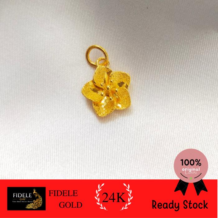 [24 karat] Liontin bunga pasir Emas Asli 999 kadar tua liontin bunga