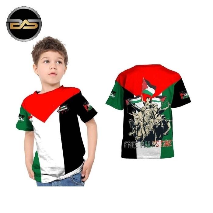 Kaos Anak Baju 3D Full Printing Palestina