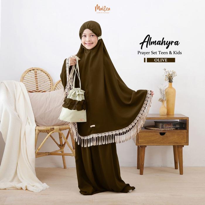 Mailea Almahyra Prayer Set Kids (Anak) Mukena Set - OLIVE