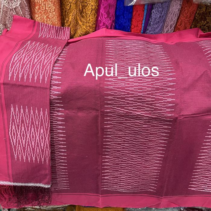 Set songket dan selendang sibolang rasta pink fanta