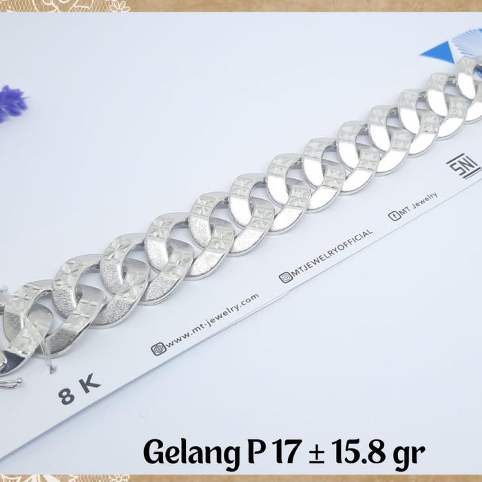gelang emas asli model sisik naga putih emas asli kadar 375