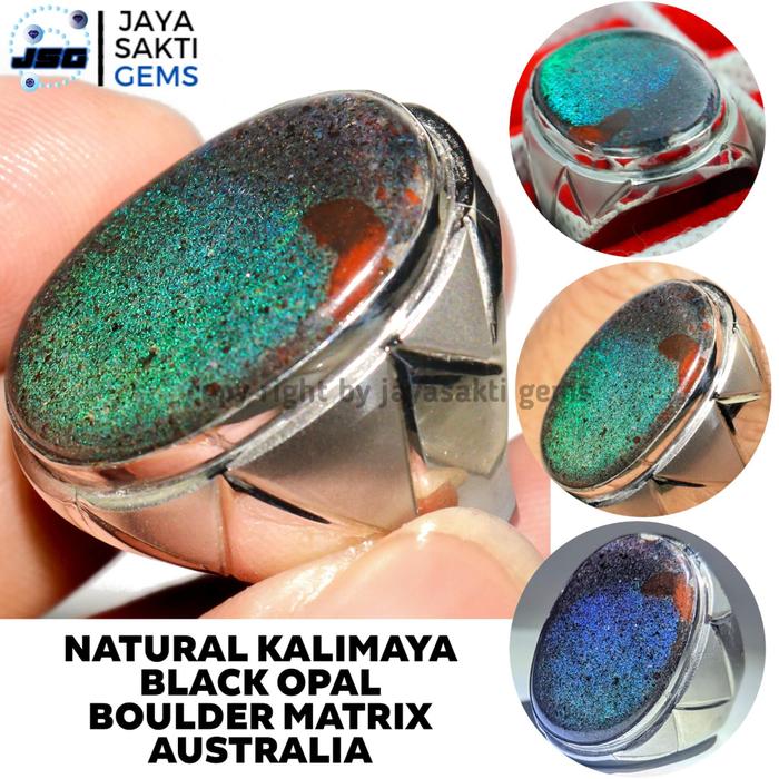 Cincin Natural Batu Permata Kalimaya Boulder Matrix Andamuka Austalia
